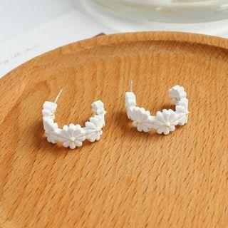 Flower Alloy Open Hoop Earring
