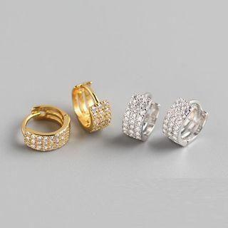 Sterling Silver Rhinestone Cicle Earrings