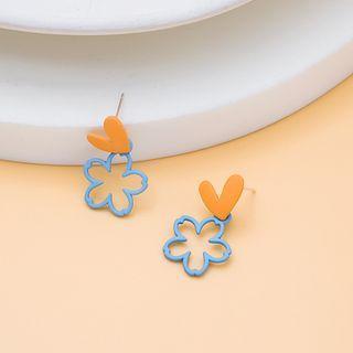 Heart & Flower Alloy Dangle Earring