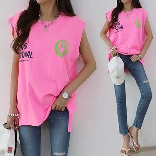 Neon Printed Sleeveless T-shirt