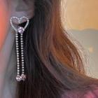 Heart Chain Drop Earring 1 Pair - 1569a - Silver - One Size