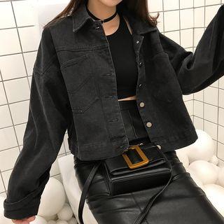 Bow-accent Sleeve Denim Jacket
