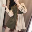 Paneled Color Block Shirtdress