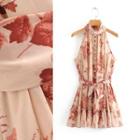 Halter-neck Floral Mini A-line Dress