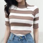 Elbow-sleeve Color Block Sweater