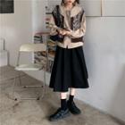 Plain Blouse / Midi A-line Skirt / Knit Vest