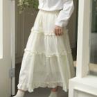 Ruffle Midi A-line Skirt Beige - One Size