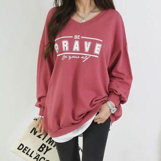 V-neck Brave Letter Sweatshirt