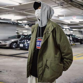 Drop-shoulder Drawstring Jacket