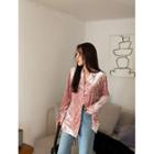 Plus Size Notch-collar Velvet Blouse