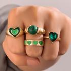 Set Of 4: Ring Set Of 4 - 20845 - Gold & Green - One Size