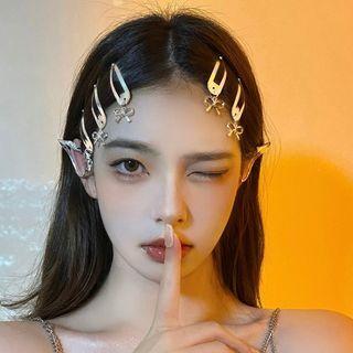 Set Of 4: Bow Pendant Alloy Hair Clip