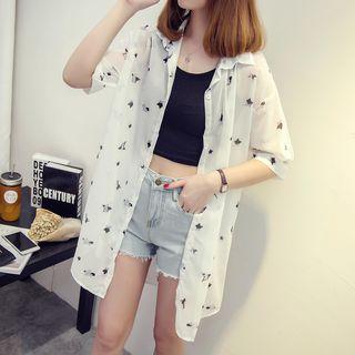 Print Long Chiffon Shirt