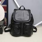 Faux Leather Backpack Set Of 3 - Black - One Size