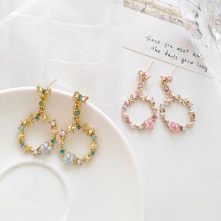 Star Hoop Drop Earring / Clip-on Earring