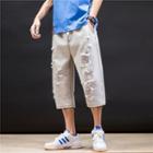 High-waist Distressed Cropped Pants