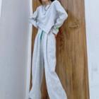 Set: Asymmetrical Cropped Sweatshirt + Loose Fit Pants