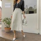 Paneled A-line Long Skirt