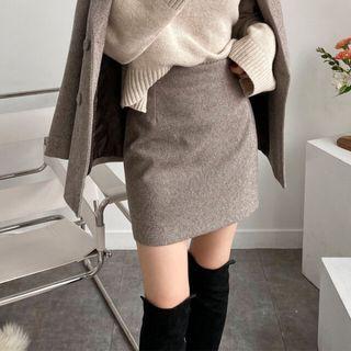 H-line Herringbone Miniskirt