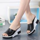 Wedge-heel Platform Perforated Sandals