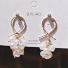 Floral Drop Earring 1 Pair - White Faux Pearl - Gold - One Size