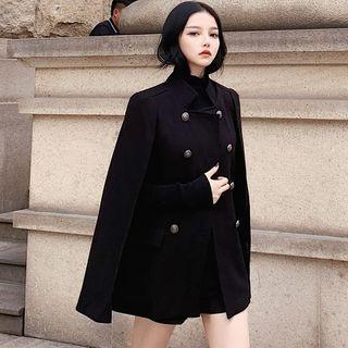 Double-breasted Side-slit Jacket Black - One Size