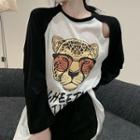 Leopard Print Cutout Sweatshirt