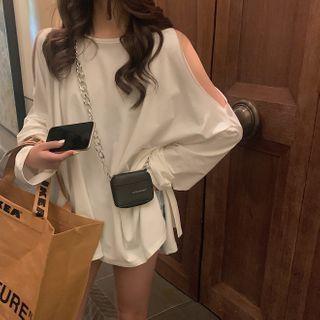Long Sleeve Cutout Slit T-shirt