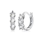 925 Sterling Silver Simple Elegant Exquisite Circle Earrings And Ear Studs With White Cubic Zircon Silver - One Size