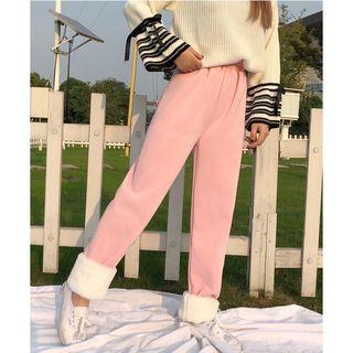 Furry Cuff Straight Cut Pants