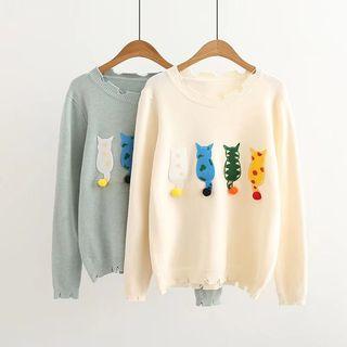 Cat Long-sleeve Knit Sweater