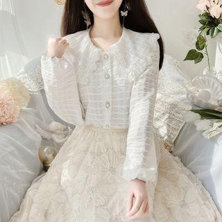 Collared Button-up Lace Blouse