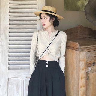 Wide-leg Pants / Cropped Knit Top
