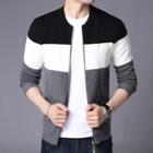 Color Block Knitted Zip Jacket
