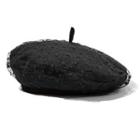 Lace Beret Hat Black - One Size