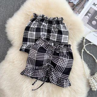Drawstring Frilled Tube Top