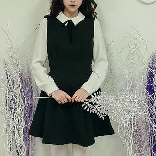 Flared Mock Two-piece Dress