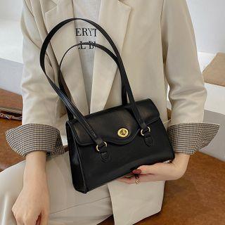 Faux Leathers Flap Crossbody Bag