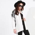 Long-sleeve Plaid Panel Blouse