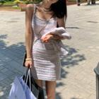 Spaghetti-strap Mini Sheath Dress / Camisole Top / Short-sleeve Jacket