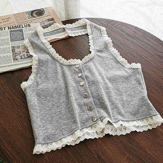 Eyelet Lace Trim Tank Top
