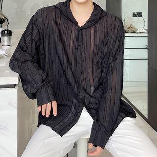 Mesh Button-up Hooded Jacket
