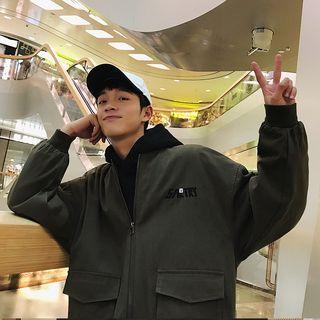 Letter Embroidery Zip Jacket