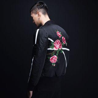 Floral Embroidered Padded Bomber Jacket