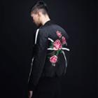 Floral Embroidered Padded Bomber Jacket
