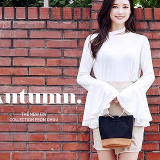 Long Bell Sleeve Choker T-shirt