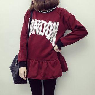 Print Ruffle Hem Pullover