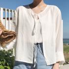 Set: Plain Camisole Top + Tie Neck Light Jacket