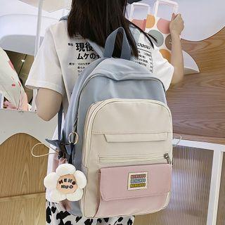 Set: Color Block Backpack + Floral Charm