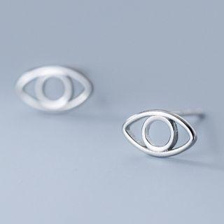 925 Sterling Silver Eye Stud Earring 1 Pair - Silver - One Size